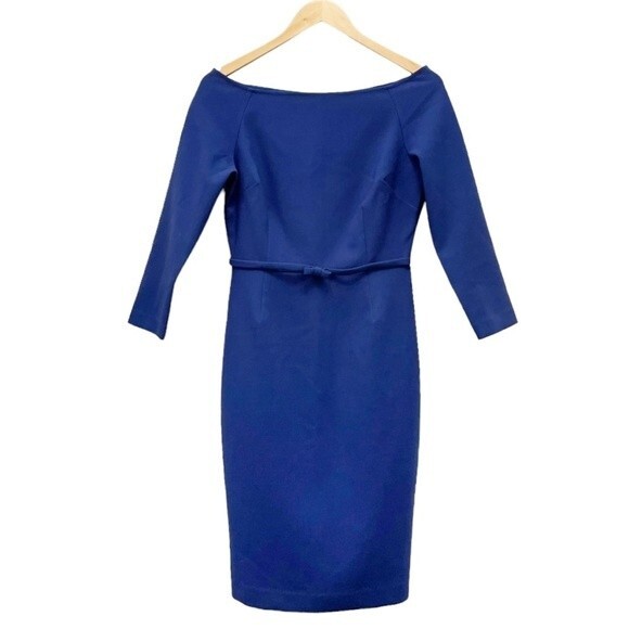 LIKELY Duchess Dress Royal Blue OTS Off The Shoulder Bodycon Midi Women’s Size 6 - Picture 2 of 13